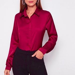 The Limited Silk Button Collar Blouse